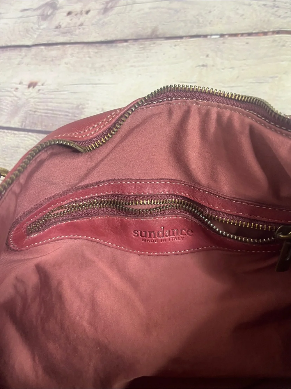Sundance Woven Nantucket leather bag in Burgundy Red